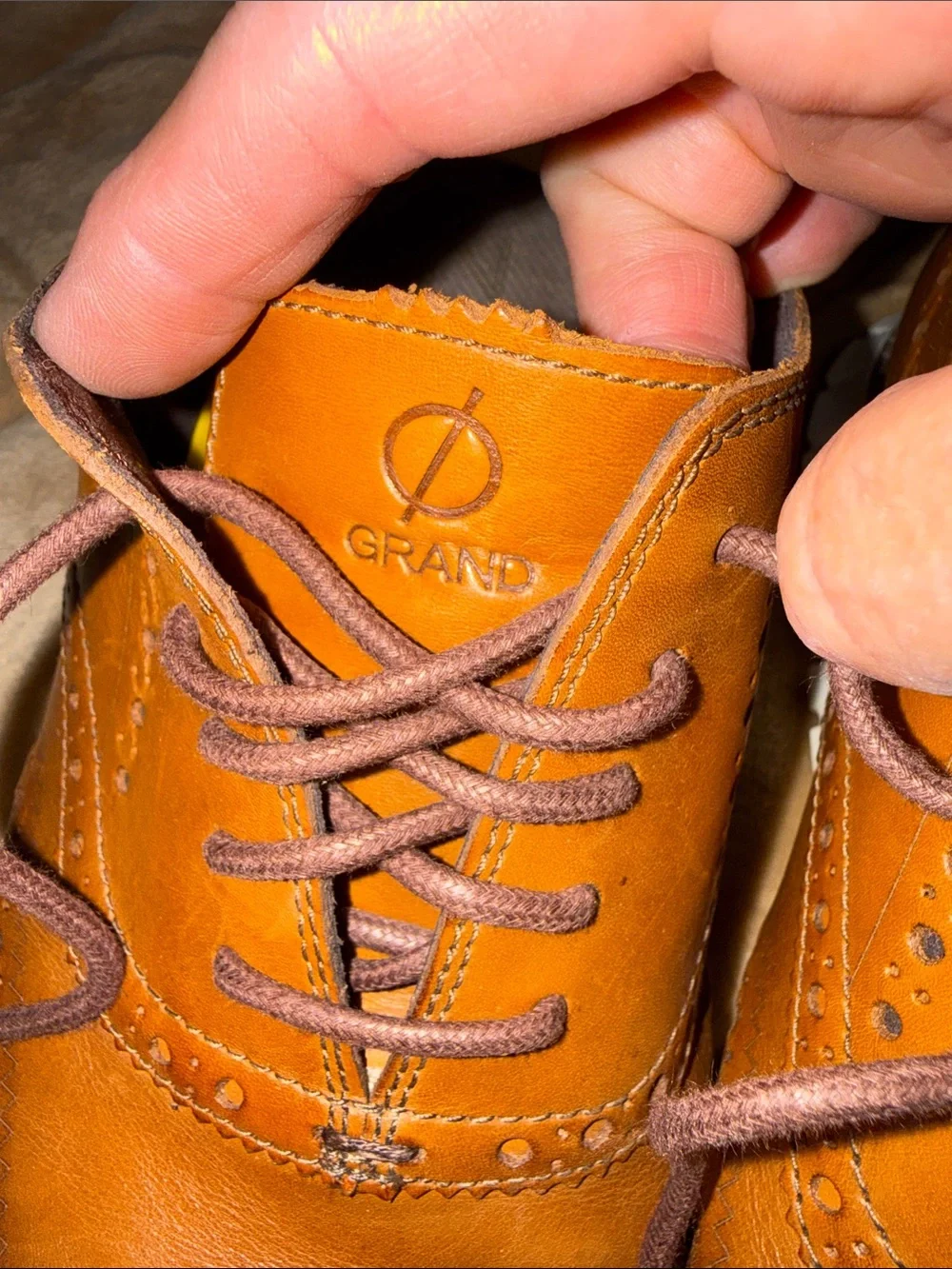 Cole Haan Zerogrand British Tan/Ivory Leather Remastered Wingtip Derby